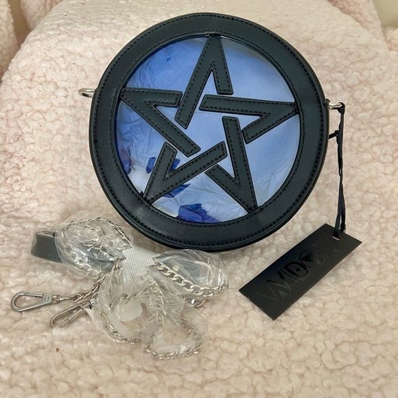 NWT Dolls Kill Widow Endless Night Crossbody Bag w/ Detachable Chain Link Strap - Picture 2 of 13